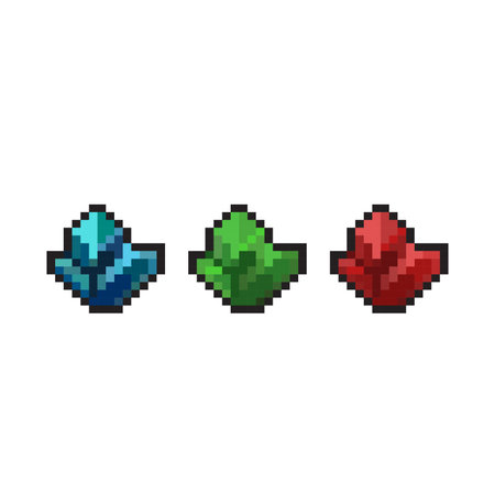 crystal stone set with different color in pixel art styleのイラスト素材