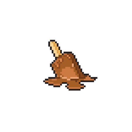 dropped chocolate ice cream in pixel art styleのイラスト素材