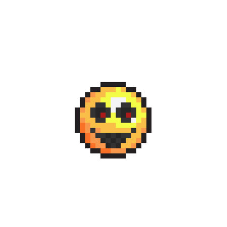 evil smile head in pixel art styleのイラスト素材