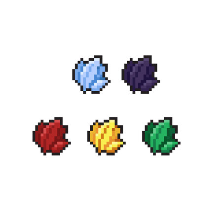 herbal leaf collection set with different color in pixel art styleのイラスト素材