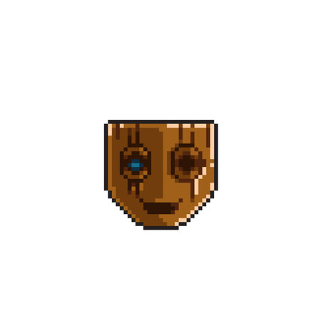 wooden mask in pixel art styleのイラスト素材