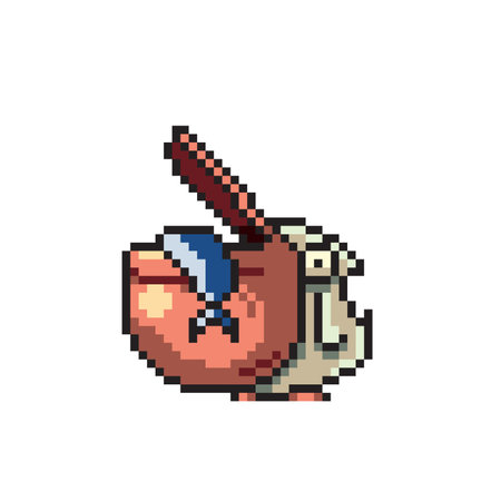 pelican bird eating fish in pixel art styleのイラスト素材