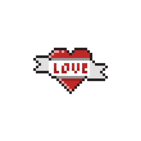 Pixel art love icon. Pixel art vector illustration. Pixel art heartのイラスト素材