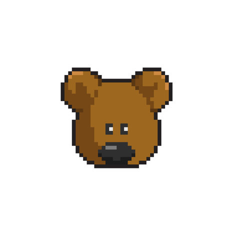 pixel art bear head isolated on white background. vector illustration eps10のイラスト素材