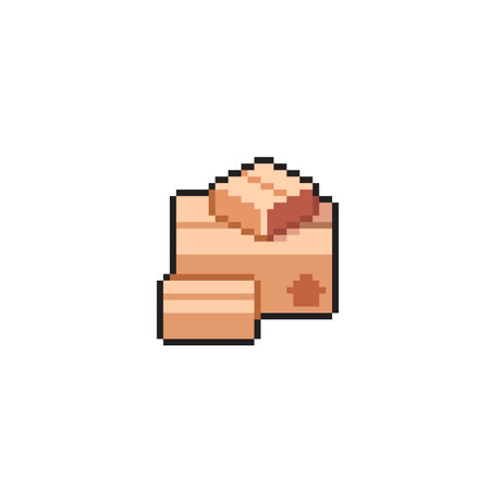 pixel art cardboard boxes on white background, vector illustration designのイラスト素材