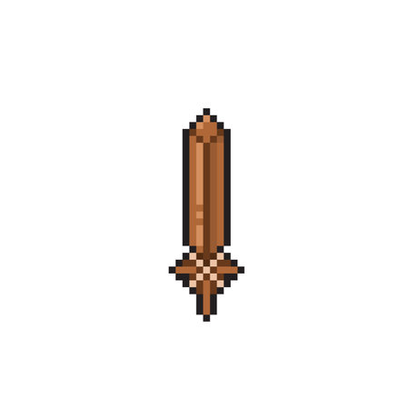 pixel art wooden sword icon. pixel art illustration. pixel art vector iconのイラスト素材