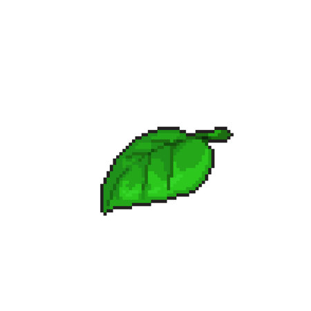 pixel art leaf isolated on white background. vector illustrationのイラスト素材