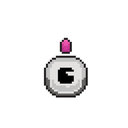 eyeball monster with punk hair in pixel art styleのイラスト素材