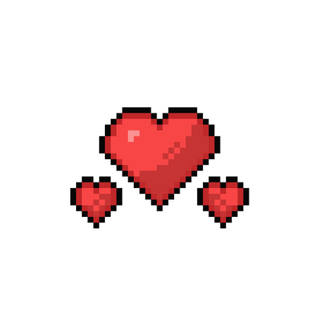 Pixel 8 bit heart icon. Love symbol. Valentines day. Vector illustrationのイラスト素材