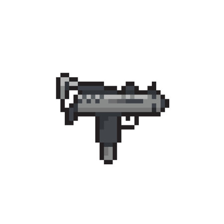 Pixel art gun icon, vector illustration isolated on white background. Pixel art gun iconのイラスト素材