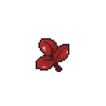 red leaf in pixel art styleのイラスト素材