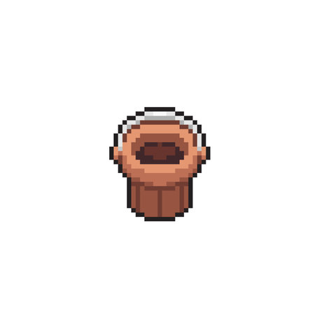 wooden bucket in pixel art styleのイラスト素材