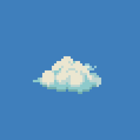 pixel art cloud vector illustration isolated on blue background. pixel art cloudのイラスト素材