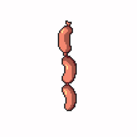 sausage in pixel art styleのイラスト素材