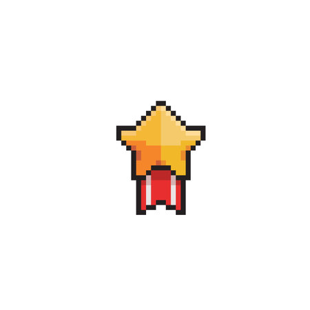 star medal in pixel art styleのイラスト素材