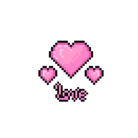 Pixel art valentine's day heart. 8 bit pixel artのイラスト素材