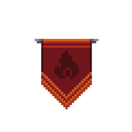 pixelated medieval flag on white background, pixelated icon vector illustration designのイラスト素材