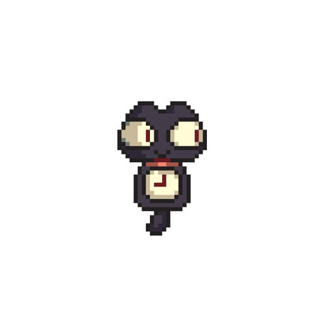 cat shaped clock in pixel art styleのイラスト素材
