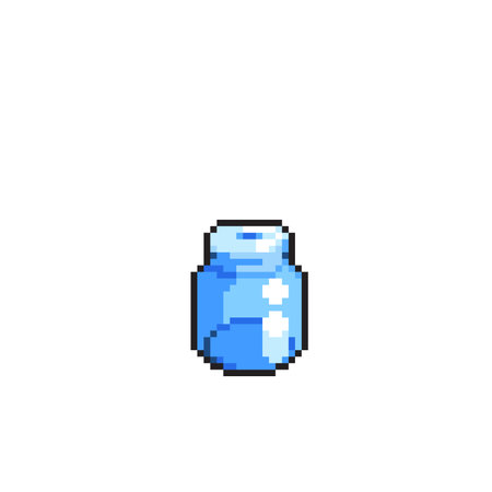 Pixel art blue bottle isolated on white background. Vector illustration in 8 bit style.のイラスト素材