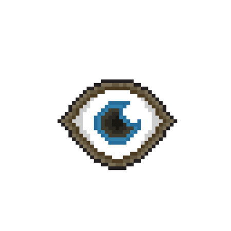 Pixel art eye icon. Vector illustration isolated on white background. Eps 10のイラスト素材