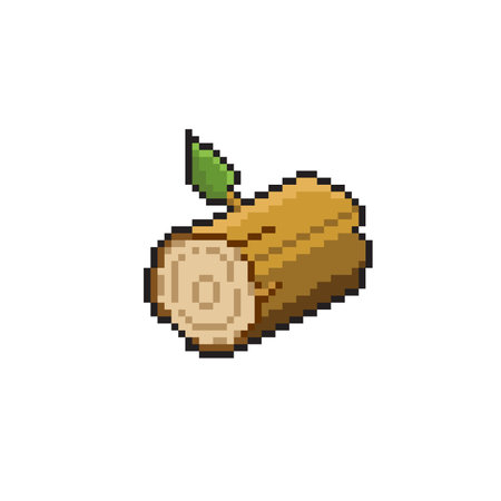 pixel art wood log isolated icon vector illustration eps10 graphic designのイラスト素材