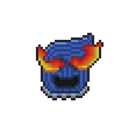 pixel art monster face. pixel art vector illustration. pixel art monsterのイラスト素材