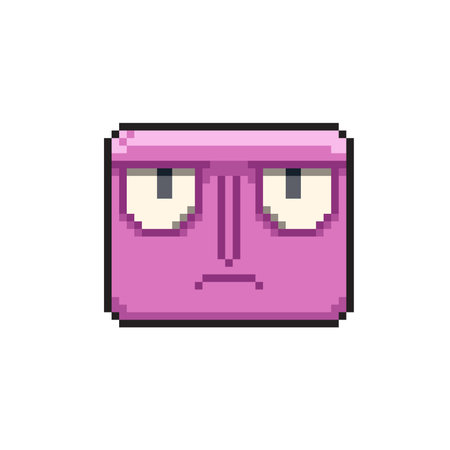 pink rectangle head in pixel art styleのイラスト素材