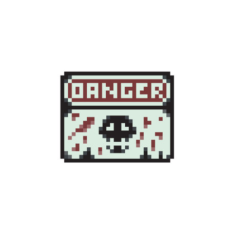 danger sign in pixel art styleのイラスト素材