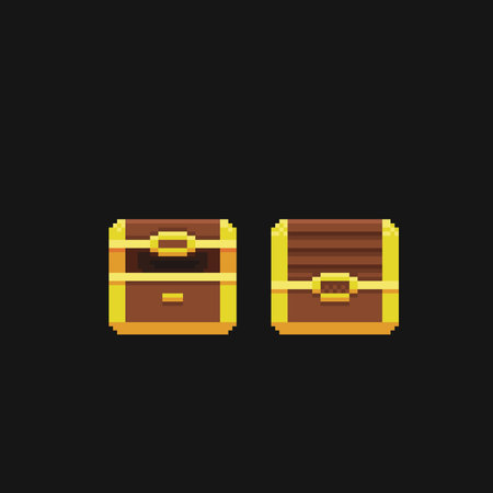 open and close treasure chest in pixel art styleのイラスト素材