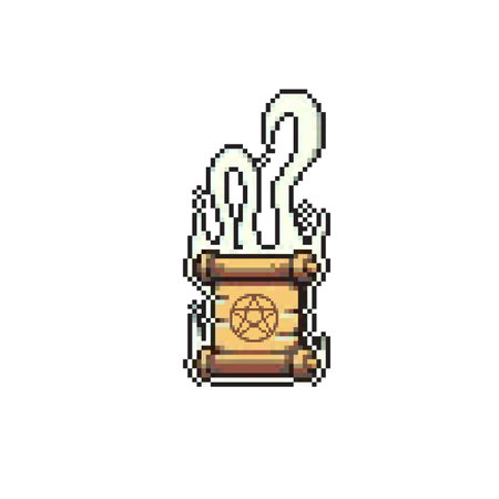 magic scroll with pentagram sign in pixel art styleのイラスト素材