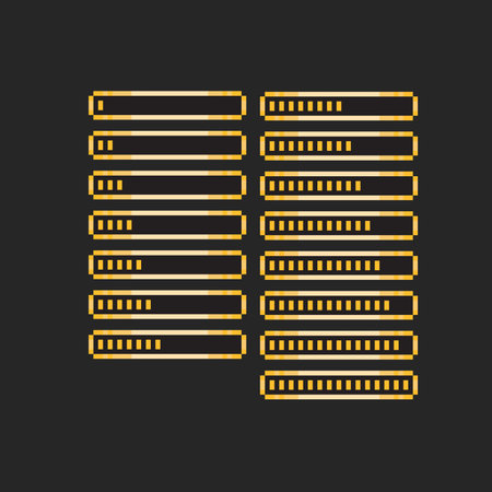 golden loading bar collection set in pixel art styleのイラスト素材