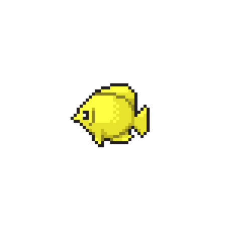 yellow fish in pixel art styleのイラスト素材