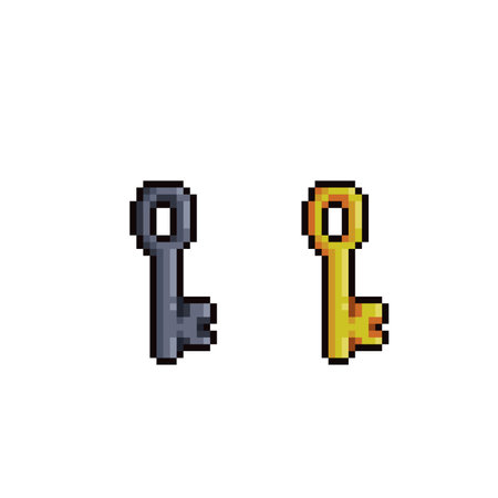iron and golden key in pixel art styleのイラスト素材