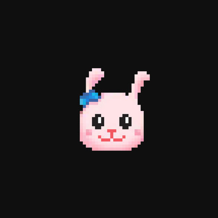 cute rabbit head in pixel art styleのイラスト素材