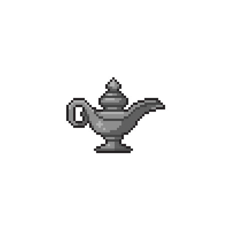 iron genie lamp in pixel art styleのイラスト素材