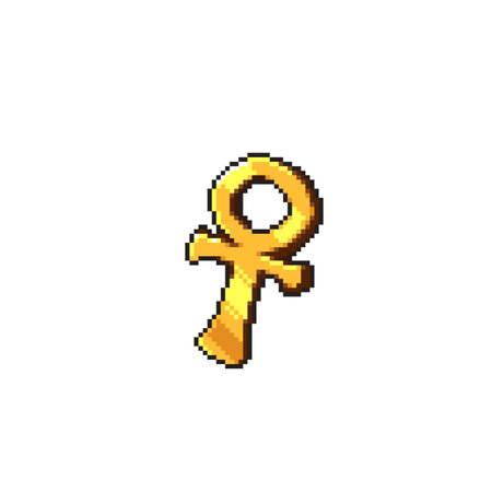 golden ankh sign in pixel art styleのイラスト素材