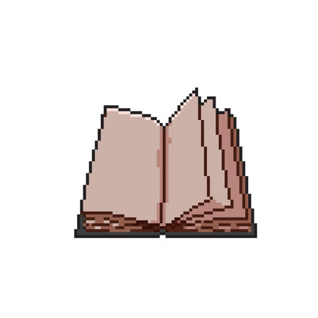 empty opened book in pixel art styleのイラスト素材