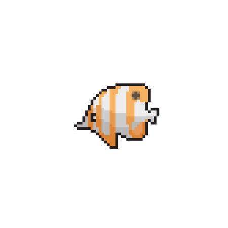 a butterfly fish in pixel art styleのイラスト素材