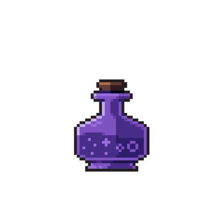 purple potion in pixel art styleのイラスト素材