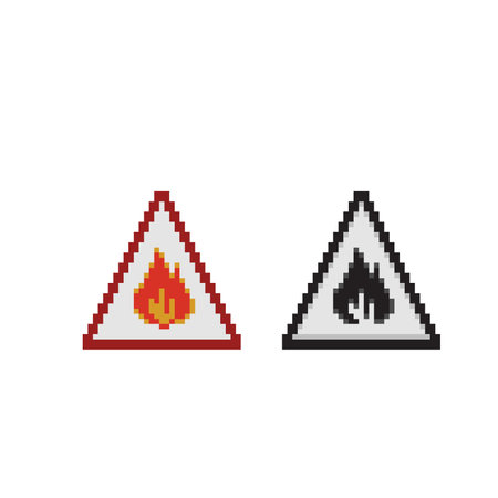 flammable sign in pixel art styleのイラスト素材