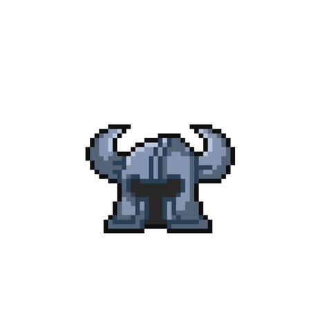 iron helm with horn in pixel art styleのイラスト素材