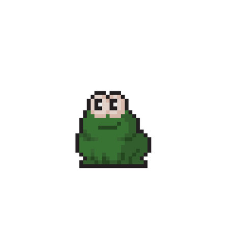 cute green frog with smile face in pixel art styleのイラスト素材