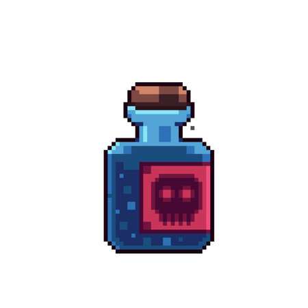 poison bottle in pixel art styleのイラスト素材
