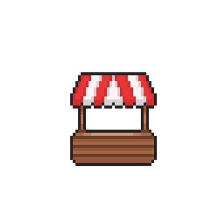 wooden stand in pixel art styleのイラスト素材
