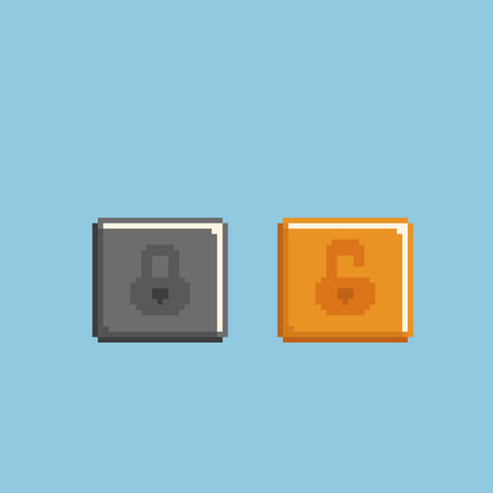 lock and unlock sign in pixel art styleのイラスト素材