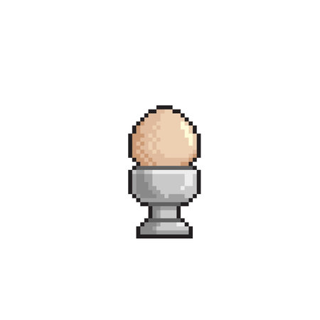 an egg in the cup with pixel art styleのイラスト素材