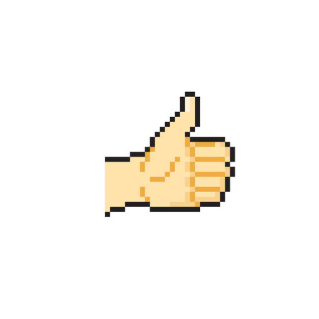 thumb finger up in pixel art styleのイラスト素材