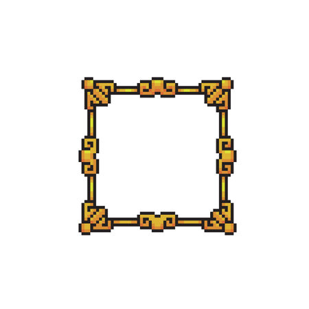 golden frame in pixel art styleのイラスト素材