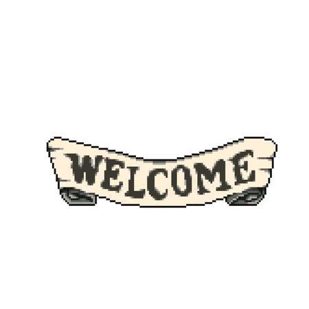 welcome banner in pixel art styleのイラスト素材