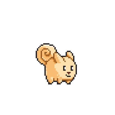 cute rabbit with curly tail in pixel art styleのイラスト素材